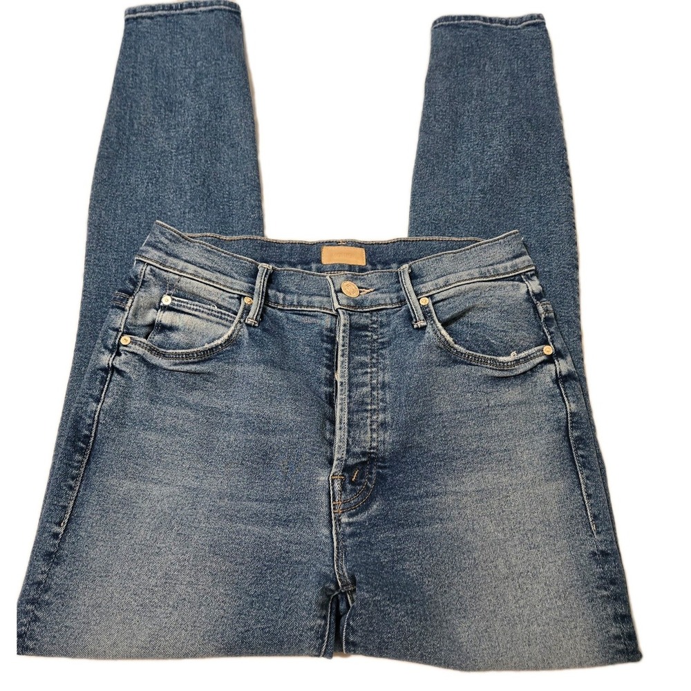 Mother the Stunner Ankle Button Fly High Rise Light Wash Jeans Size 26